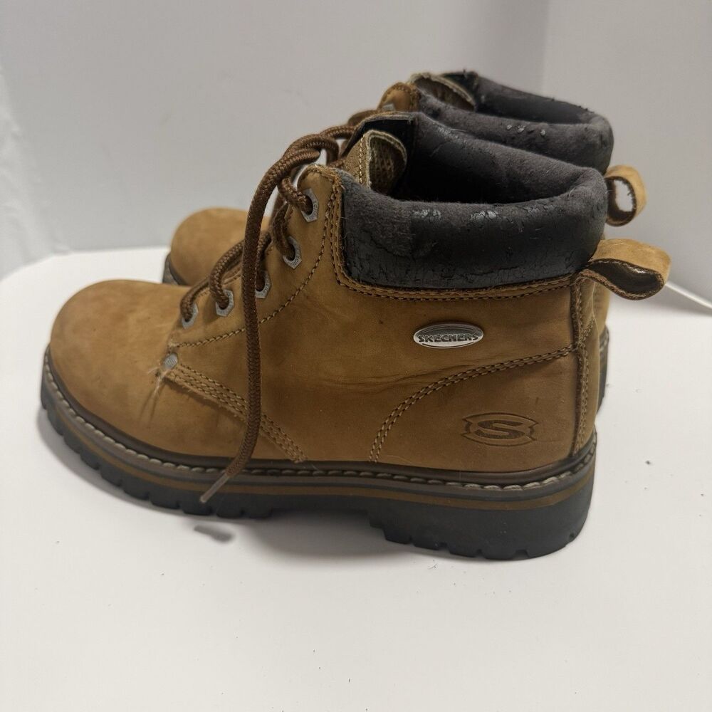 VTG Skechers Jammers Boots Womens Sz 7.5 Brown  Suede Grunge Y2K Chunky 7924